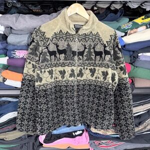 Barrage Authentic Women's Size L‎ Deer Tree Pattern Fleece Zip Up Jacket